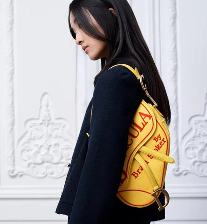 Luxury Saddle Bag Women Master Quality Yellow and Red Book Cover Embroidery Shoulder Bag Elegant Trend Beautiful Crossbody Bag