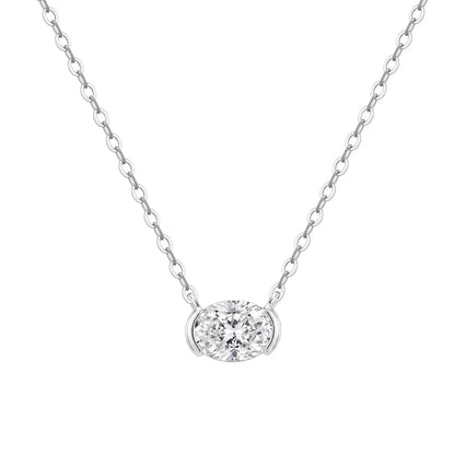 1CT Oval Moissanite Pendant Necklace Real S925 Sterling Silver Sparkling Lab Diamond for Women Fine Jewelry