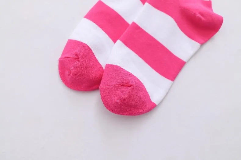1/2 Pairs Women Over The Knee Socks Cotton Thigh High Socks Black White Blue Colorful Striped Pattern Fashion Casual Daily Wear