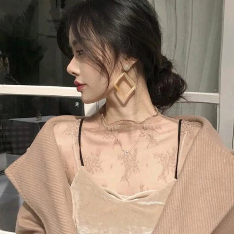Sexy Women Mesh T-Shirts Transparent Lace Blouse Long Sleeve See Through Tops For Women Bottoming Shirt Sheer Tees Body Crop Top