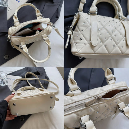 Light Luxury Rhinestone Women Handbags New Exquisite Fashion PU Leather Crossbody Bag Classic High Quality One Shoulder Pack