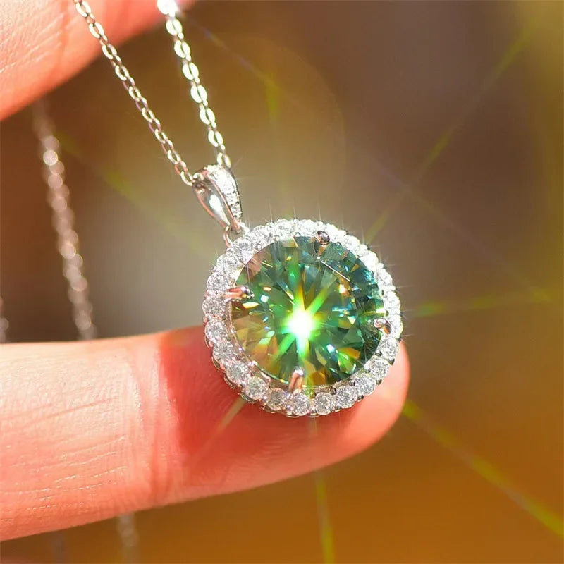 Luxury 5ct / 10ct Green Moissanite Diamond Pendants Necklaces For Women S925 Sterling Silver Jewelry Women's Necklace Pendants