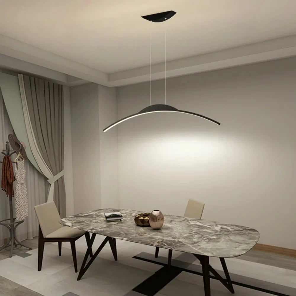 Curved Arc Chandelier for Dining Room Kitchen Bar Living Bedroom Ceiling Pendant Lamp Simple Suspension