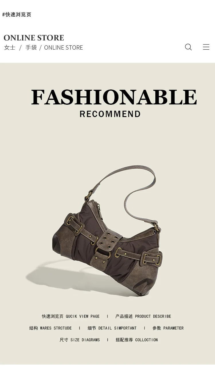 England Style Bags For Women Luxury Designer Handbags And Purses New In Polyester Vintage Rivet Small Underarm Shoulder Bag