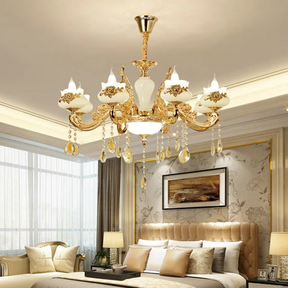 Nordic Luxury Gold Crystal LED Ceiling Chandelier LOFT Villa Lustre LED Pendant Lamp Living Room Hotel Hall Decor Hanging Lamps
