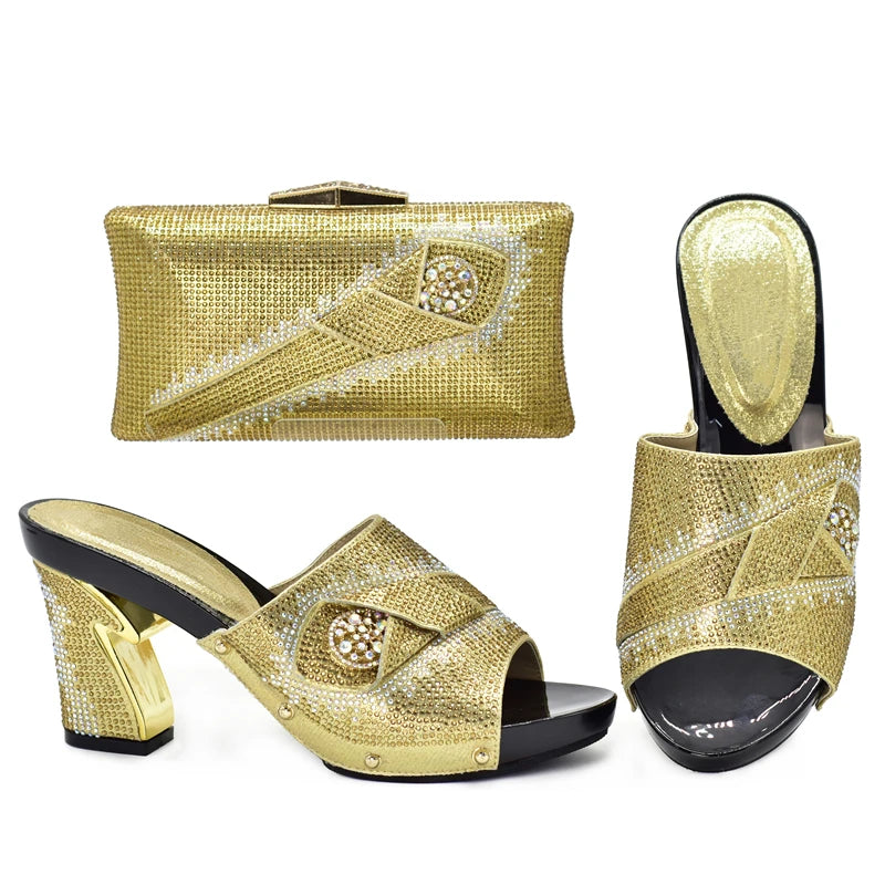 New African Shoes and Bag Set for Party Italian Italian Shoe and Bag Set for Party In Women Summer High Heeled Shoes for Women