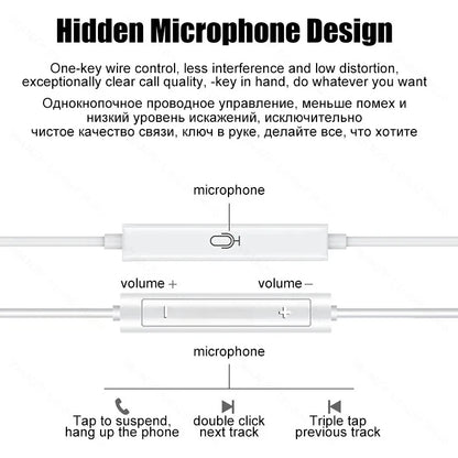 Original Headphones For iPhone 15 14 11 12 13 Pro Max Earphones XR X XS 8 Plus Bluetooth Wired Earbuds Headset Accessories