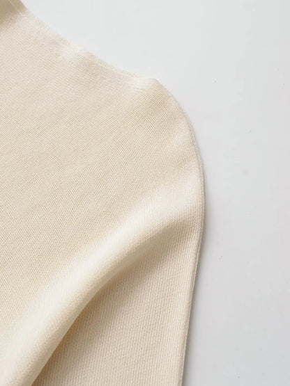 TFAFXY 2026 Spring Casual Women Knit Solid Long Sleeve Chic Beige Bat Sleeve Loose Fashion Sweater