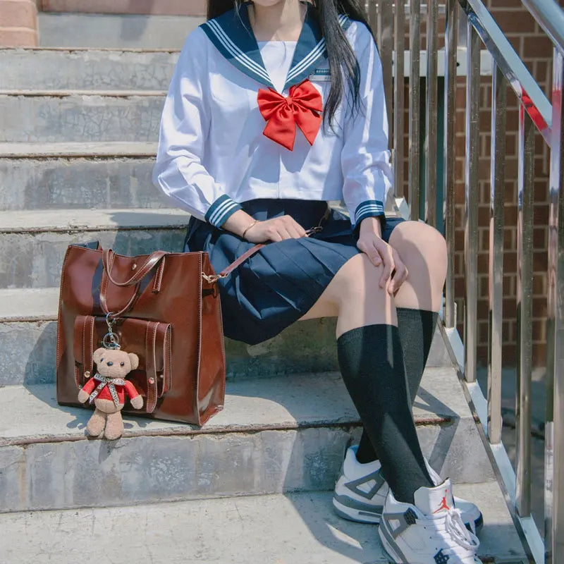 Student JK Uniform Women's High School Korean Chinese School Uniforms Navy Sailor Outfit Short Sleeve Suit Japan Seifuku Girl