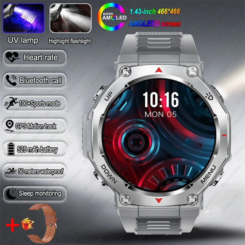 2026 New Military Active Edge Smart Watch Men 10ATM Waterproof GPS Motion Track 100+Sport Modes Heart Rate HD BT Call Smartwatch