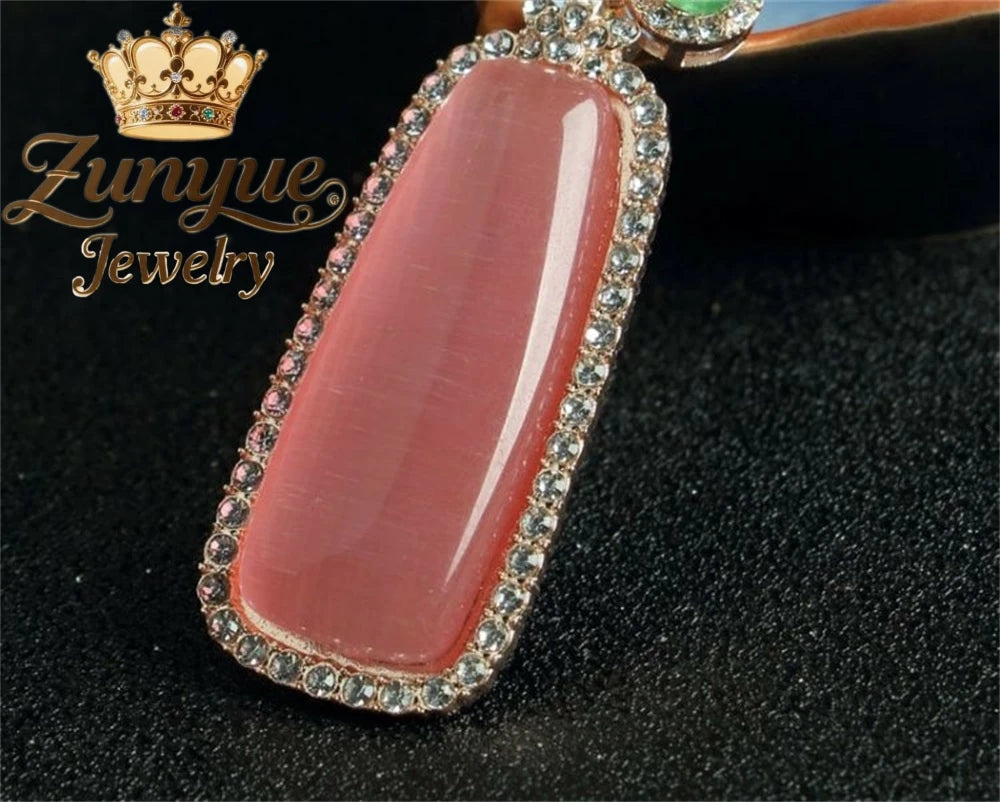 Natural Colorful Cat's Eye Stone Pendant Necklace Elegant Fashion Daily Wear Luxury Quality Fine Jewelry For Women Unisex Gift