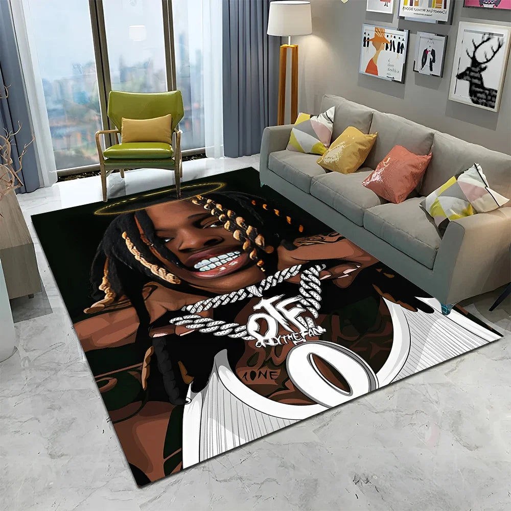 Legend Star Hip Hop Rapper Art Carpet Rug for Home Living Room Bedroom Sofa Doormat Decor,kids play Area Rug Non-slip Floor Mat