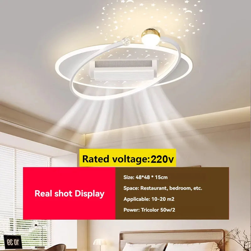 LED Bladeless Fan Light, Living Room Light, Modern Minimalist Smart Remote Control, Master Bedroom Study Ceiling Light 110V/220V