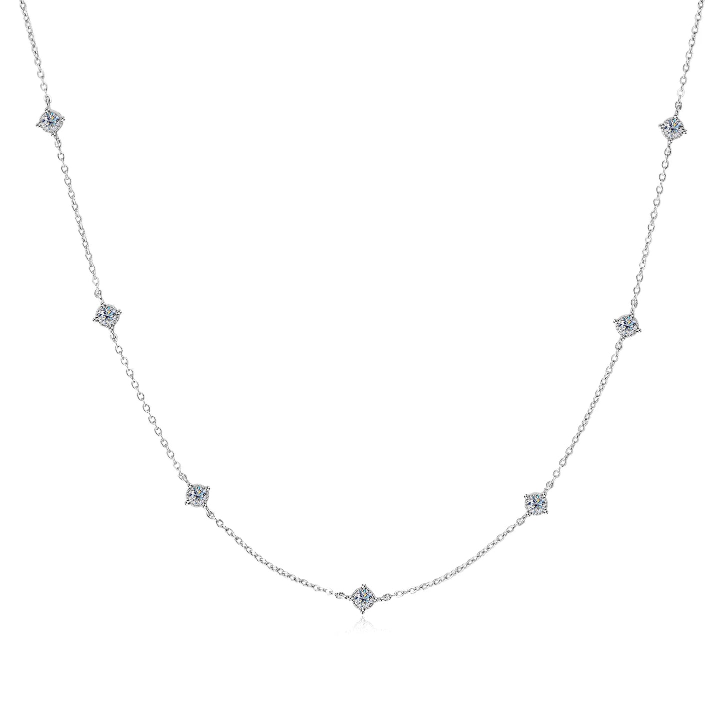 Sweetrain 3mm Moissanite Diamond Necklaces for Women Dainty 18k Gold Plated/925 Sterling Silver Neck Chain Female Trendy Jewelry