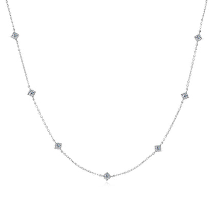 Sweetrain 3mm Moissanite Diamond Necklaces for Women Dainty 18k Gold Plated/925 Sterling Silver Neck Chain Female Trendy Jewelry