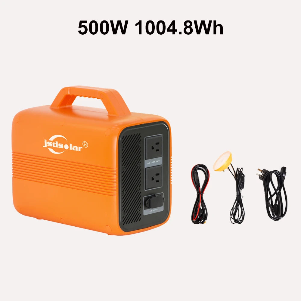 Jsdsolar All-in-one Portable Power Station 1004.8Wh LiFePO4 Battery 500W Solar Generator Outdoor Emergency Power Plant  UPS Pure Sine Wave Fast Charging Power Bank for Home Backup Camping RVs