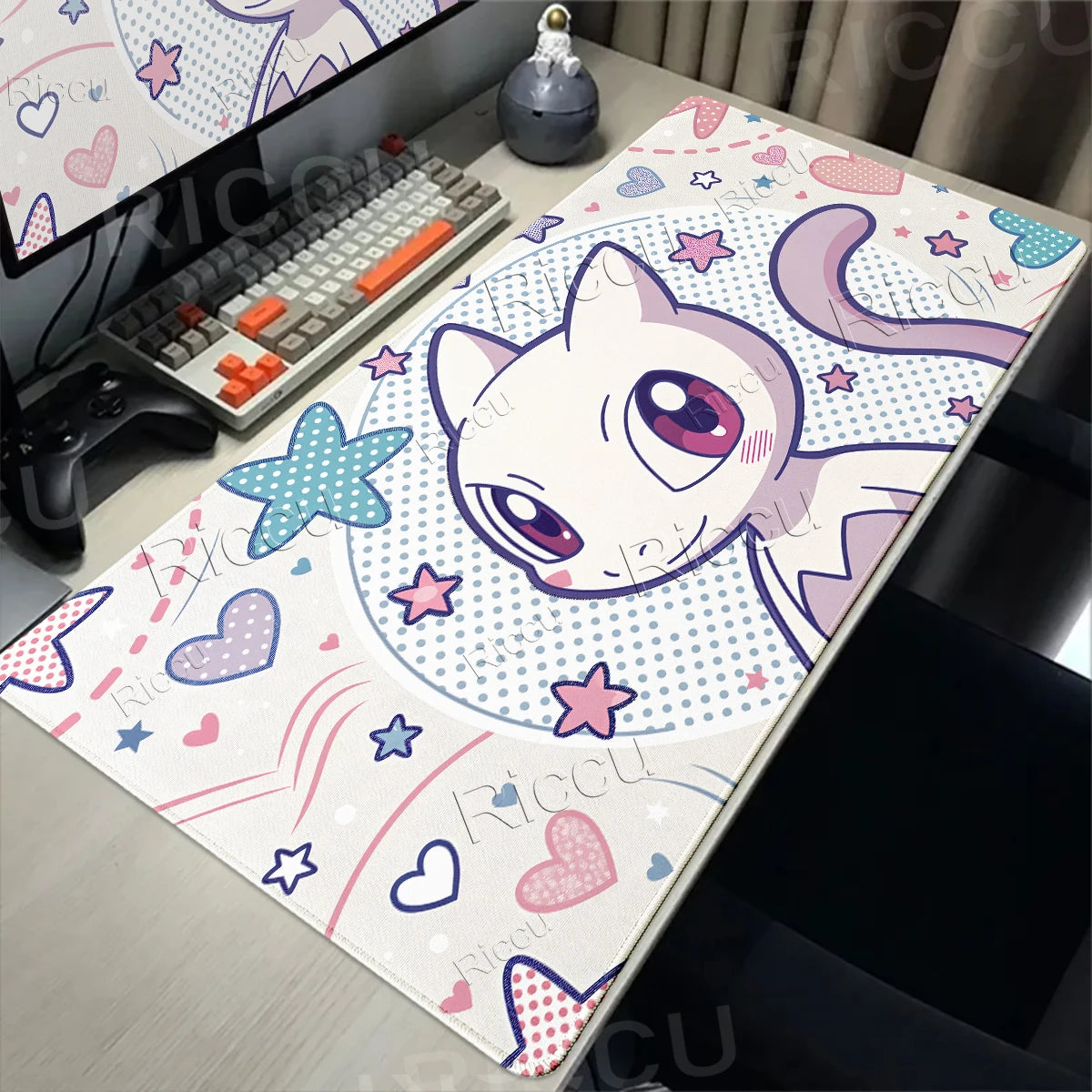 Kawaii P-Pokemon Mewtwo Purple Pattern Gaming Mouse Pads XXL Anti-Slip Rubber Keyboard Desk Mats PC Gamer Accessories Table Pads