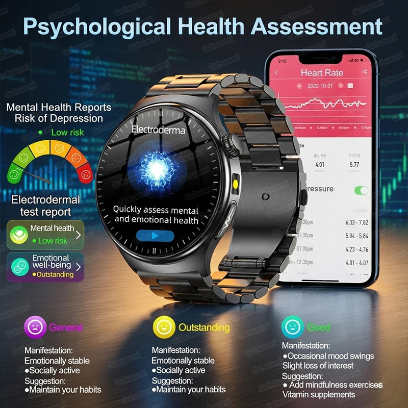 New Upgraded Heart Health Check Smart Watch Uric Acid Five Organ Examination Blood Pressure BT Call ECG smart watches Man 2026