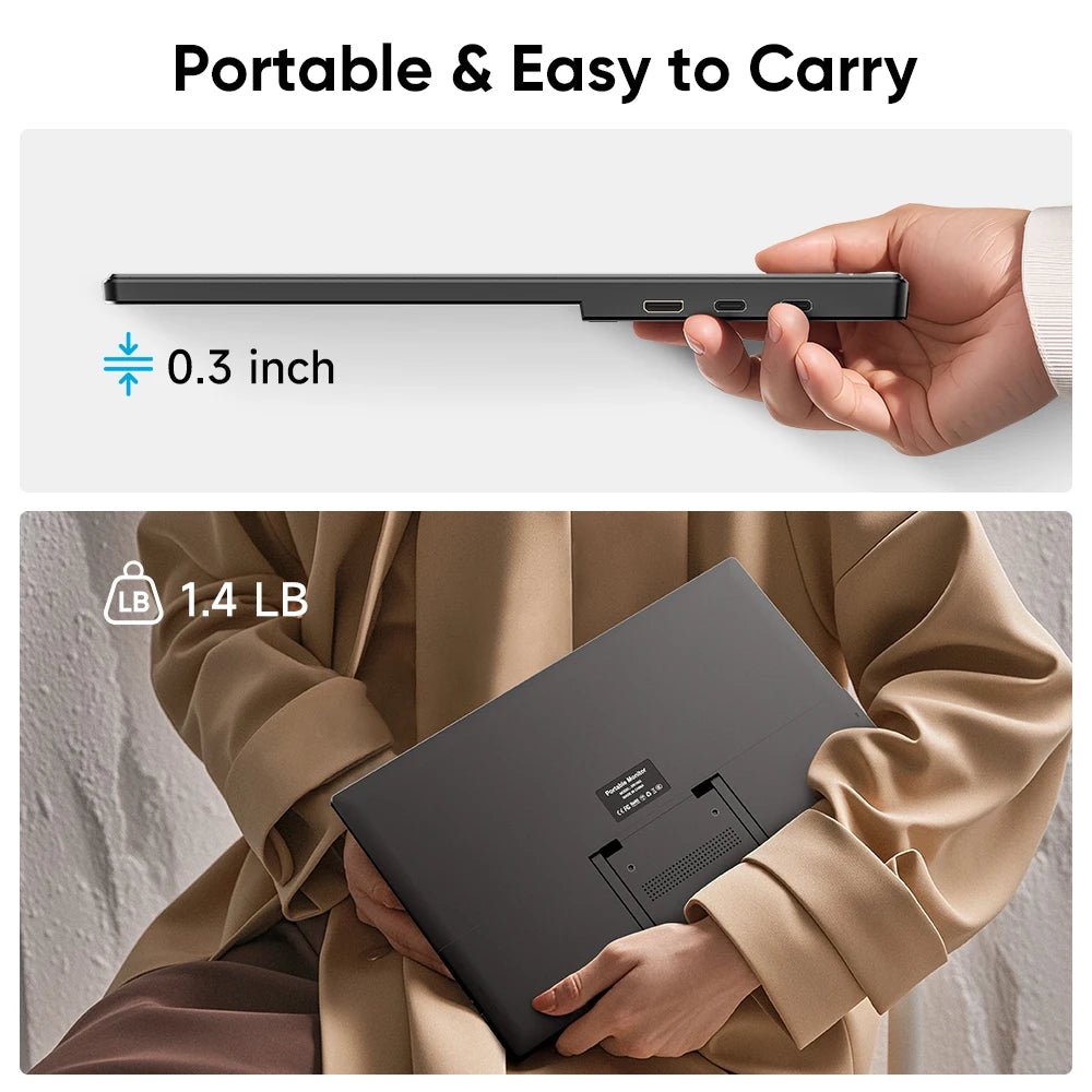 Dopesplay 15.6inch Portable Monitor FHD 1080P IPS External Screen Extender Plug Play Stand Monitors for Laptop Switch Gaming Mac