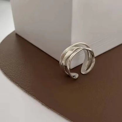 VENTFILLE 925 Sterling Silver Geometric Multilayer Round Bead Ring Female Fashion Punk Temperament Prevent Allergy Charm Jewelry