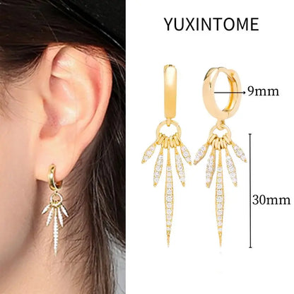 White Color Zircon Hoop Earrings 925 Sterling Silver Needle Cross/Star/Flower/Water Drop Pendant Gold Earrings Luxury Jewelry