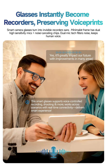 Smart Glasses W610 with Camera 8 Million Pixels Wi-Fi Touch Control Dual-microphone Noise Reduction AI Translation Sunglasses