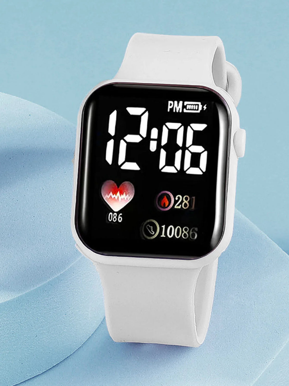 Square Watch Silicone Strap Heart-Shaped Jewelry Set No Packaging Box Birthday Gift