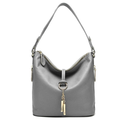 Zency Elegant Women Red Leather Handbag 100% Genuine Leather Lady Hobo Bag Charming Ring Medium Shoulder Bag Bright Yellow Bags