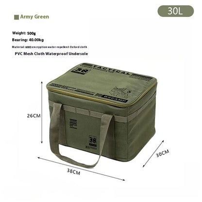 30L/42L/56L Insulated Waterproof Tactical Camping Bag Foldable Outdoor Picnic Tableware Storage Box Large Capacity Field Cookwar