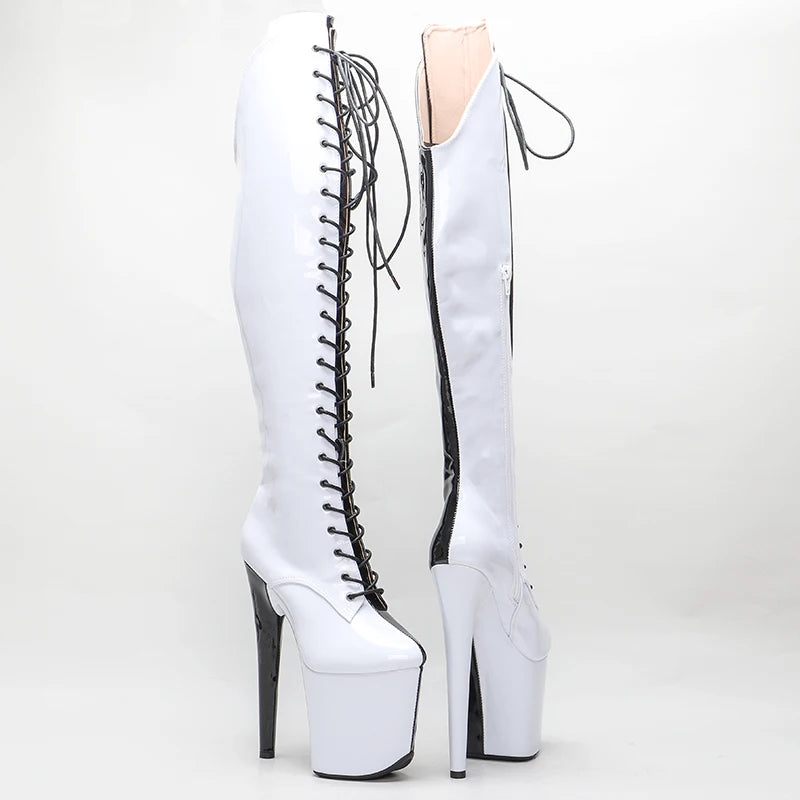 Leecabe 20CM/8inches Two Color Patent Upper Fashion Lady High Heel Platform Pole Dance Boots