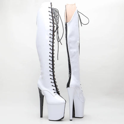 Leecabe 20CM/8inches Two Color Patent Upper Fashion Lady High Heel Platform Pole Dance Boots