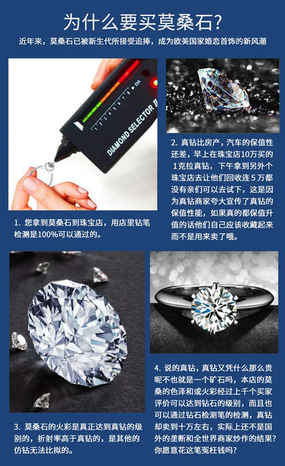 Women's PT950 Platinum Double Band Ring, High-Precision Craftsmanship, 1 Carat Moissanite Ring Set