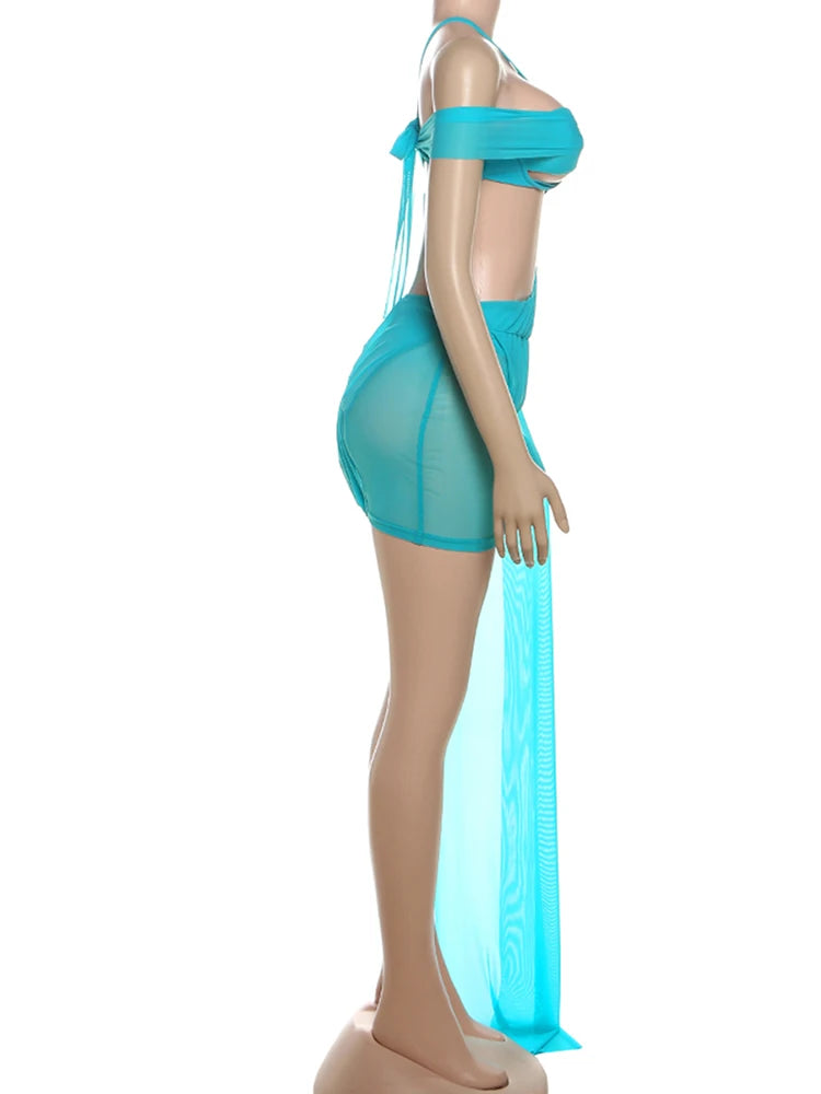 Weird Puss Hollow Slash Neck Dress Women See Through Coquette Sleeveless Sexy Patchwork Skinny Stretch Midnight Tassel Bodycon