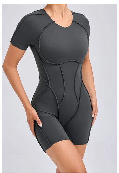 Women's Sports Jumpsuit Kit Yoga Fitness Bodysuit Hip-lifting Open Back Tight High Elasticity Outdoors Gym Workout Sexy Clothes