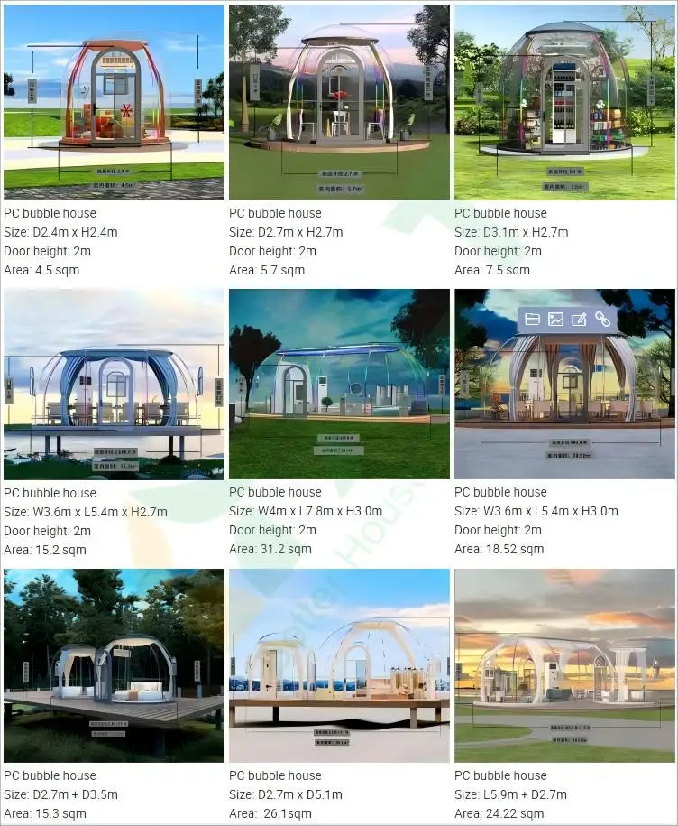 Prefab Luxury PC Outdoor Igloo Glamping Dome House Clear Bubble House Polycarbonate Geodesic Tent Hotel Use