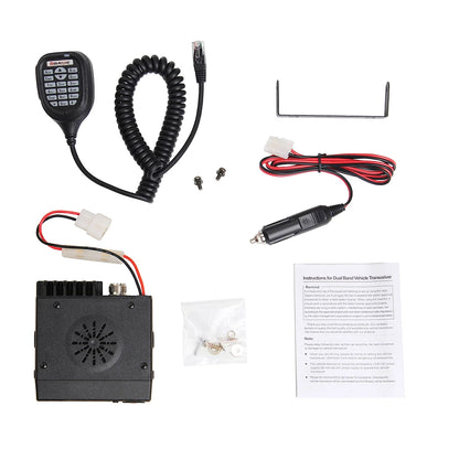 BAOJIE BJ218 Car Trunk Mobile Radio Dual Band 25W 256CH Scan DCS CTCSS Power Cable Keyboard Microphone Wireless Communication