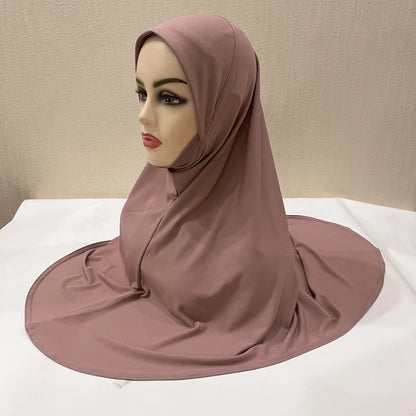 H124 Adults high quality big size muslim hijab scarf with chin part islamic headscarf hats armia pull on headwrap turban caps