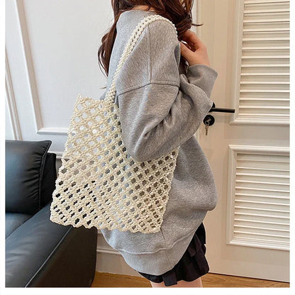 2026 Fashion Exquisite Bead Sense of Luxury Hollow Out Women‘s Handbags Hot Sale New No Zipper Acrylic Square Shoulder Bags