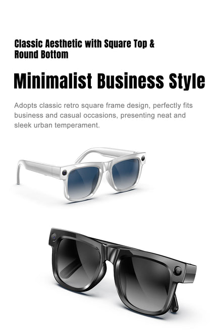 Smart Glasses 800W Pixel Camera Bluetooth IPX4 Waterproof Magnetic Charging Audio Glasses Video Voice Recorder Hands-Free Camera