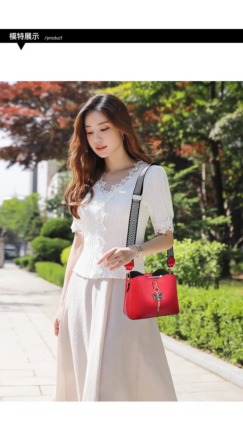 2025 Women White Handbag New Designer Butterfly Tassel PU Leather Messenger Bags Ladies Crossbody Female Tote Shoulder Bag