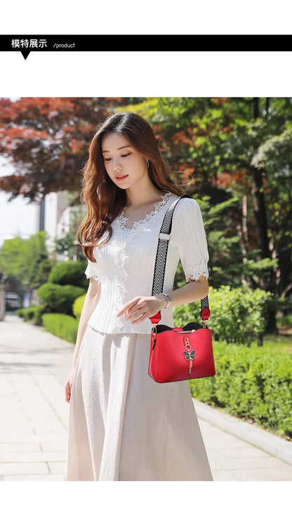 2025 Women White Handbag New Designer Butterfly Tassel PU Leather Messenger Bags Ladies Crossbody Female Tote Shoulder Bag