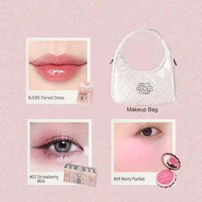 Flower Knows All In One Makeup Set Gift Box Garden Cushion Cream Foundation Matte Blush Long Lasting Velvet Lip Cream With Bag