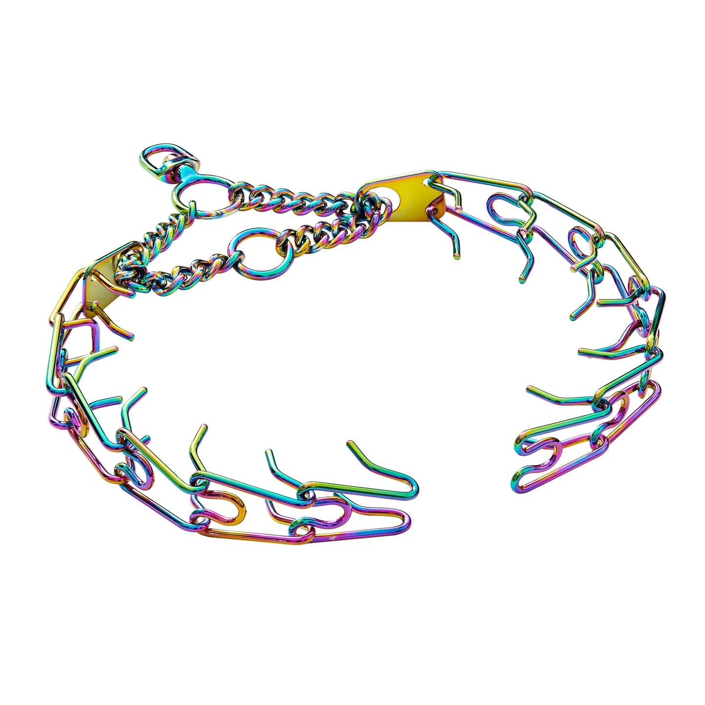 Gold Dog Prong Collar Removable Pet Spike Necklace with Comfort Rubber Tip Adjustable Stainless Steel Dogs Training Link Chain