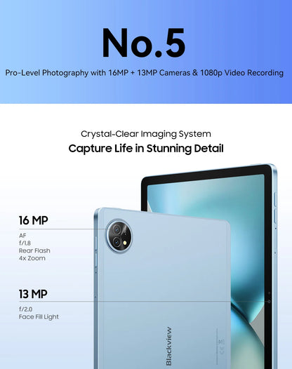 Blackview Zeno 10 5G AI Tablet 11-inch FHD+ 90Hz Display Widevine L1 UNISOC Tiger T8200 8800mAh Quad Speakers Android 15 Pad PC
