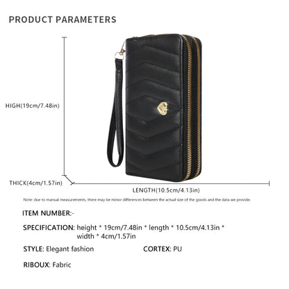 Chic Faux Leather Wallet - Double Zipper Security - Coin Purse & Card Slots - Fashionable Wristband Clutch for Everyday