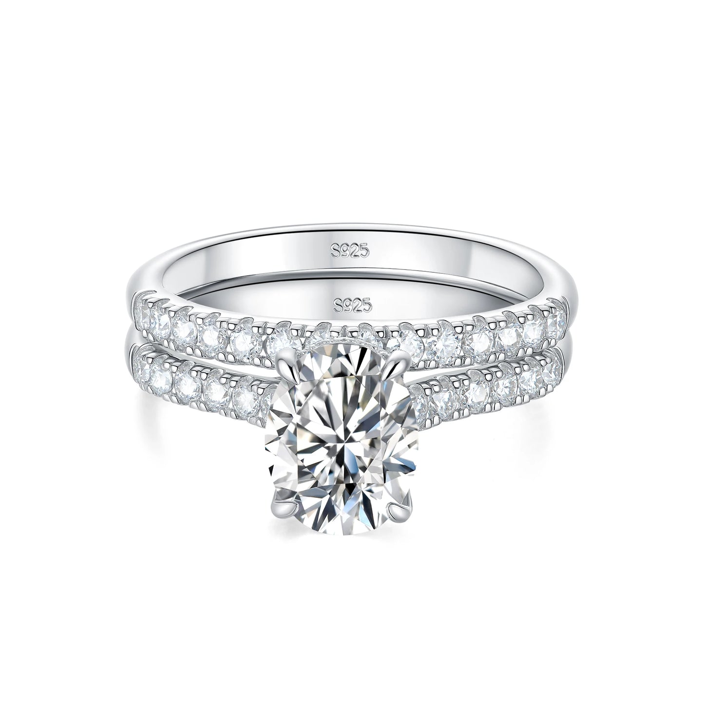 Newshe Moissanite Bridal Rings Set for Women D Color VVS1 Radian Oval Cut Engagement Ring 925 Sterling Silver Luxury Jewelry