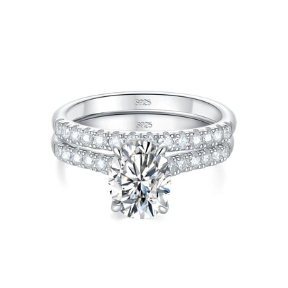 Newshe Moissanite Bridal Rings Set for Women D Color VVS1 Radian Oval Cut Engagement Ring 925 Sterling Silver Luxury Jewelry