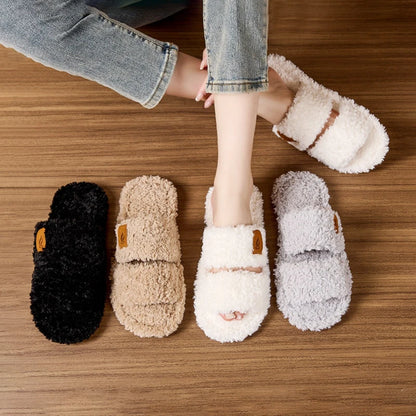 Fluffy Women's Slippers Home Soft Spring Autumn Luxury Designer Woman Shoes Elegant Faux Fuzzy Fur Slides Girl Non-Slip Open Toe