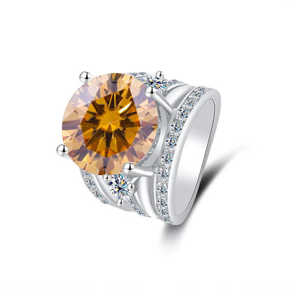 Women's PT950 Platinum Wedding Ring, Sansheng Sanshi Theme, Full Moissanite 5Ct Crown Pigeon Egg Design