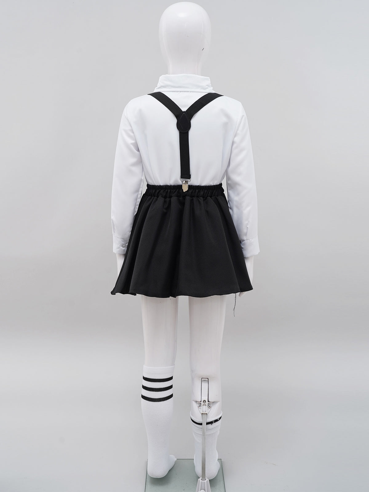 Children Girls Choir Outfits School Uniform Bow Tie Shirt with Suspender Skirt and Socks Schoolgirls Stage Performance Costume